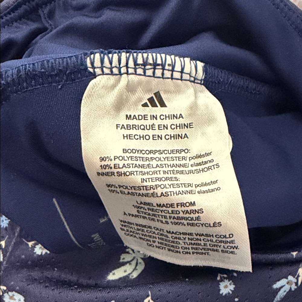 NWT Adidas Big Kid Girls Mid Rise Slim Fit Multi Blue Floral Skort Size Large 14 - Picture 7 of 7